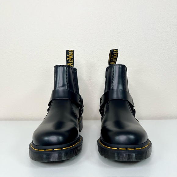 Dr. Martens WINCOX Black Leather Harness Buckle Moto Chelsea Boots Sz 9 NEW - Picture 5 of 16